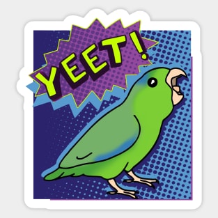 Green Parrotlet Screaming YEET - comic style Sticker